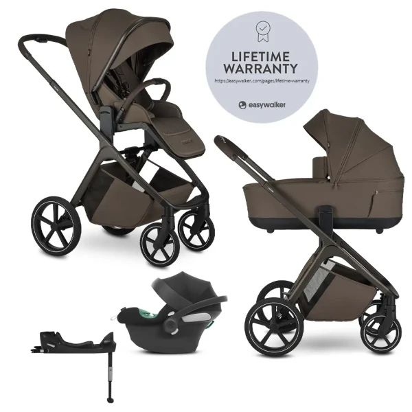 EASYWALKER Kočárek kombinovaný Zoey Chestnut Brown + CBX By CYBEX Aton B2 i-Size + základna
