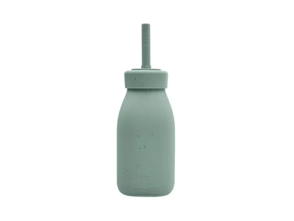 KikkaBoo Láhev s brčkem Platinum Silicone Sage