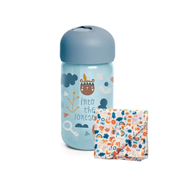 SUAVINEX | Lahvička s brčkem FOREST 340 ml -  modrá