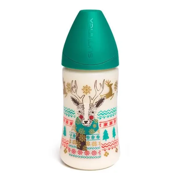 SUAVINEX | LÁHEV 270 ml Kulatá savička 3-poziční - kolekce WINTER - ZELENÁ