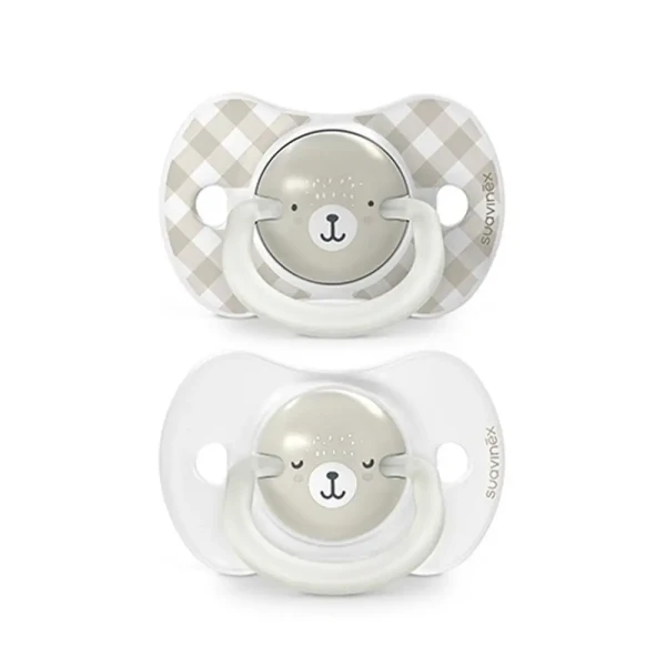 SUAVINEX Cumlík DEŇ&NOC fyziologický silikón WILD @ FREE 0-6 m - 2ks - sivé