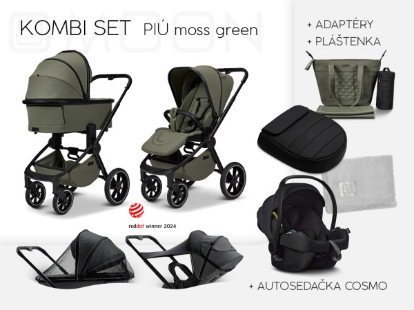 PIÚ Kombi set Black chrome - MOSS GREEN