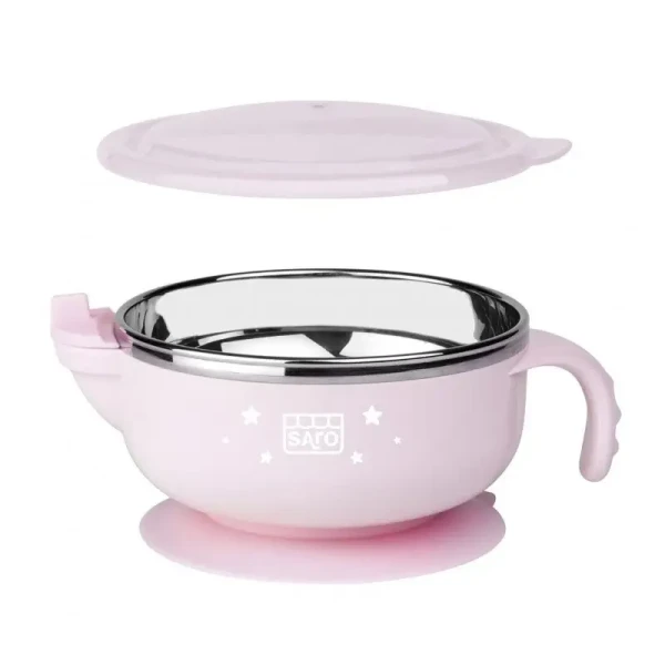 Saro Baby Nerezová termomiska s přísavkou 350ml Pink