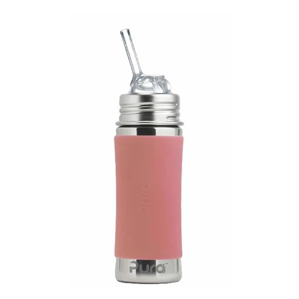 Pura nerezová fľaša so slamkou 325 ml rose