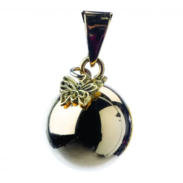 Bola Těhotenská rolnička ESSENTIALS Gold with butterfly charm