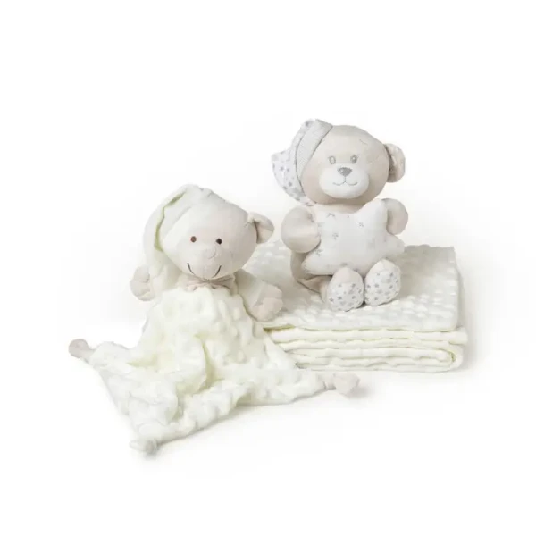 INTERBABY | Deka měkká kuličky + přítulka + medvídek - KRÉMOVÁ