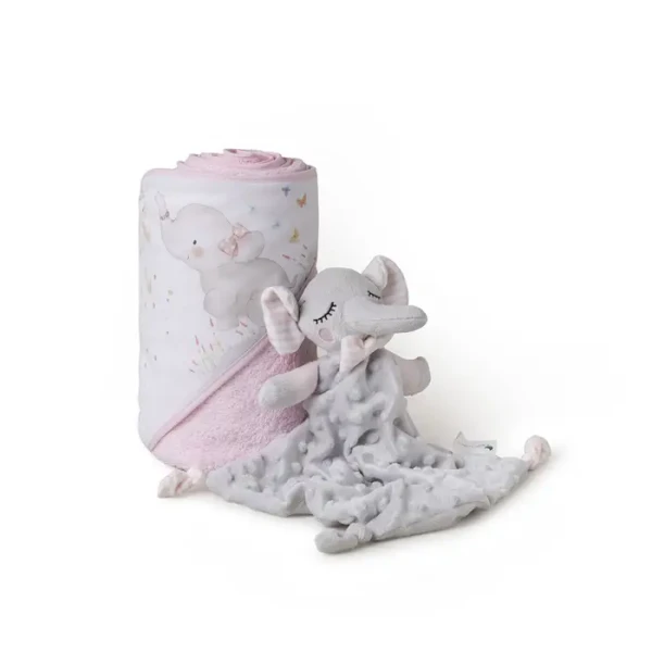 INTERBABY | SET - OSUŠKA froté 100x100 SLONÍK + PŘÍTULKA - růžová