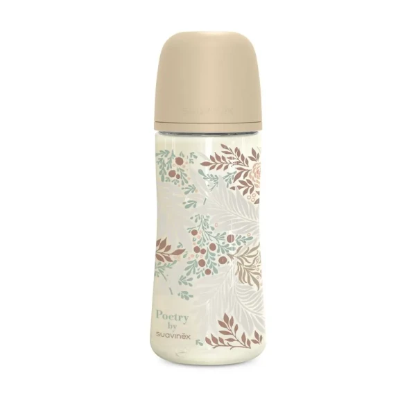SUAVINEX | Kojenecká láhev POETRY 360ml FYZIOL PRŮTOK L - krémová