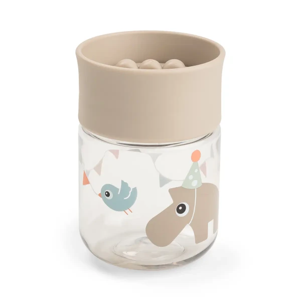 DONE BY DEER Netečúci učiaci hrnček 360° Celebration - pieskový