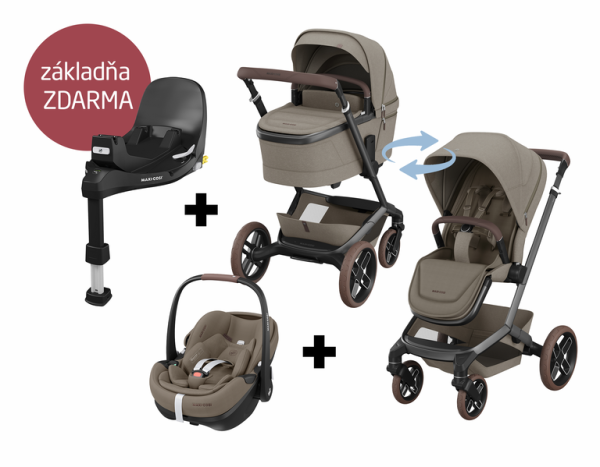 Maxi-Cosi Fame Zvýhodnený set Twillic Truffle + základňa zdarma