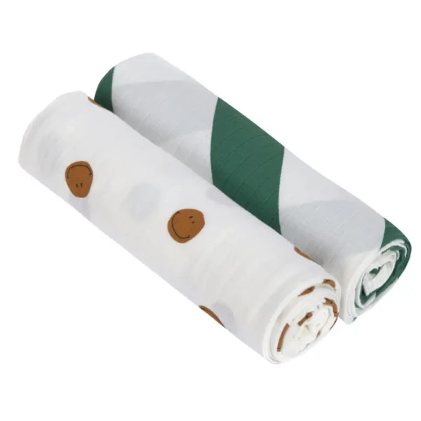LÄSSIG Swaddle Burp blanket 120x120 2024 Happy Rascals smile