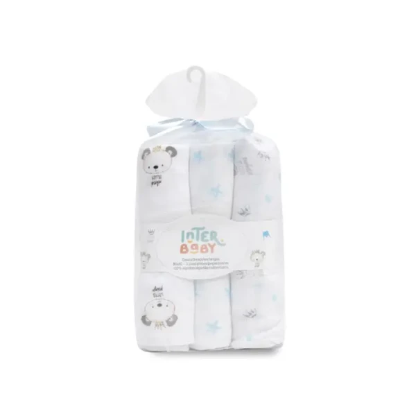 INTERBABY | PLENKA zvířátka 3 kusy 80x80 cm- bílo/modrá