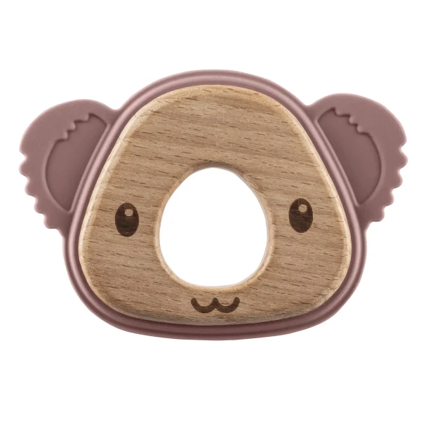 Zopa Silikonové dřevěné kousátko Koala, Old Pink