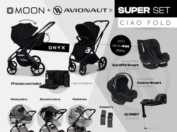 MOON Kombinovaný kočík CIAO FOLD Super Orbit set - ONYX