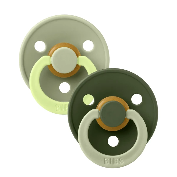 BIBS STUDIO Colour Fusion  dudlíky z přírodního kaučuku Sage Hunter green mix 2ks – veľkosť 1