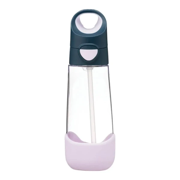 Lahev na pití s brčkem 600 ml - indigo/růžová