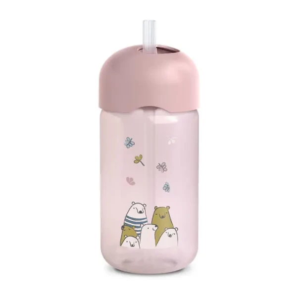 SUAVINEX | Lahvička s brčkem BEAR 340 ml - RŮŽOVÁ