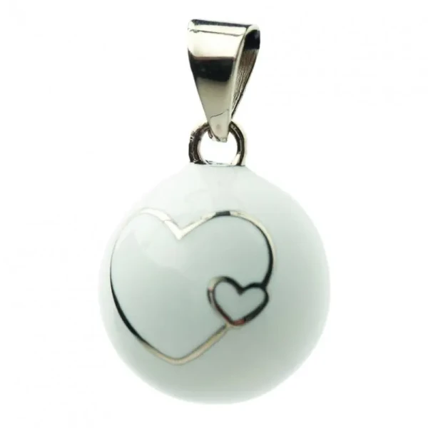 Bola Těhotenská rolnička ESSENTIALS White 2 hearts
