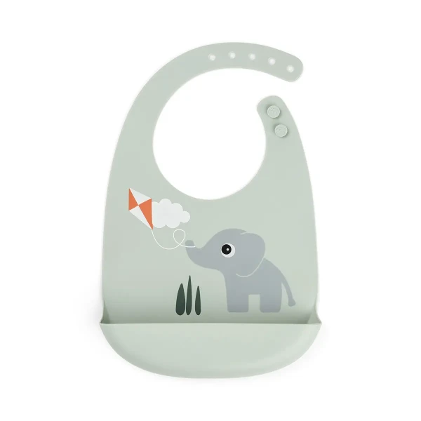 DONE BY DEER Silikónový podbradník Playground - zelený