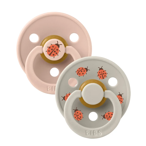 BIBS STUDIO Colour Ladybug cumlíky z prírodného kaučuku 2ks – veľkosť 1 blush-mix