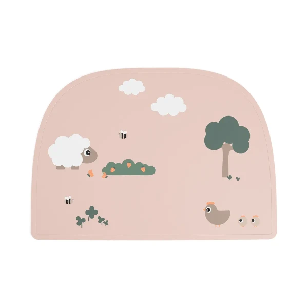 DONE BY DEER Silikonové prestieranie Tiny Farm - ružové
