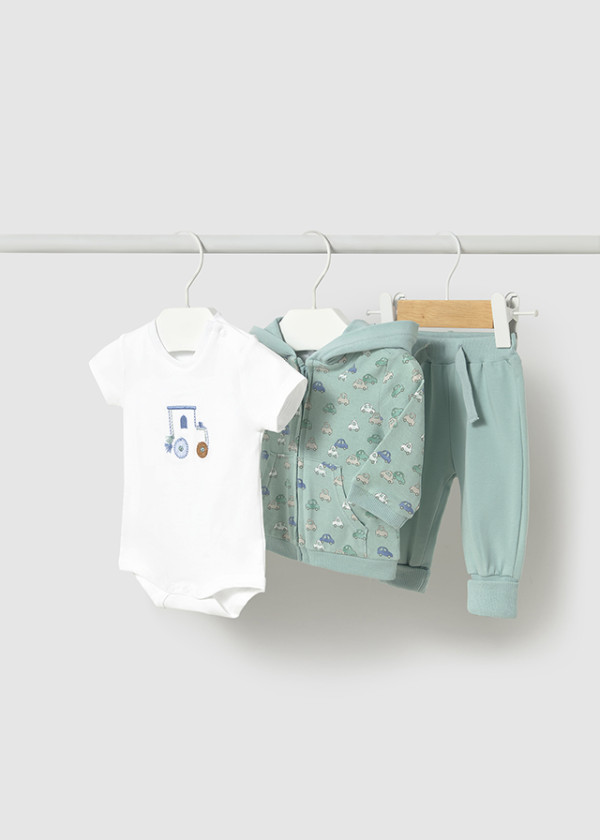 Mayoral Dojčenská tepláková súprava 3-dielna Layette Boy Jade 6-9M