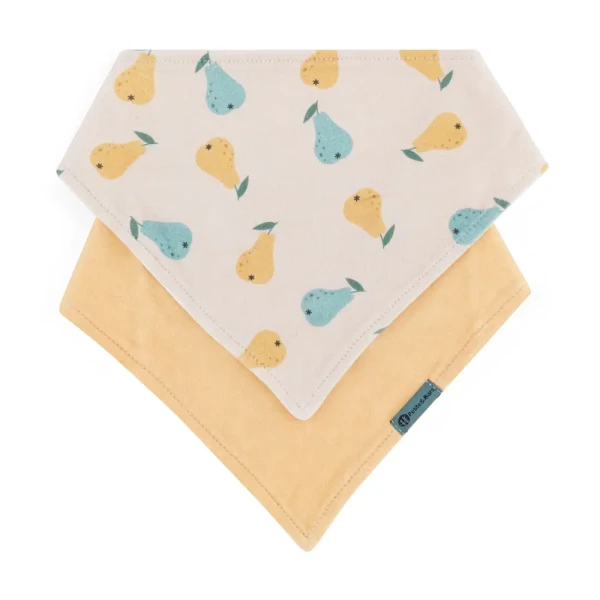 PETITE&MARS Podbradník bandana Luke 2 ks Beige Pears&Intense Ochre 3m+