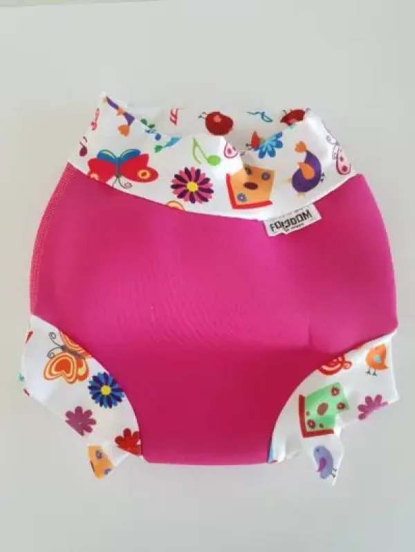 Swim nappy Neoprénové plavky Ružové s kvetinkami XXL