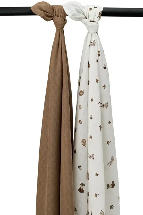 Mušelínové pleny 2-balení Forest animals toffee