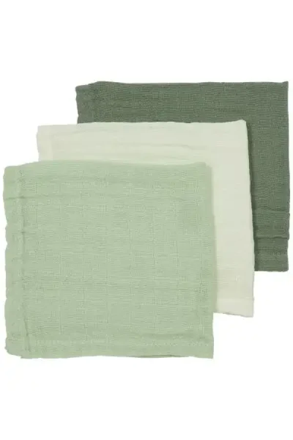 Mušelínová plena-žínka 3-balení - Offwhite/soft green/forest green